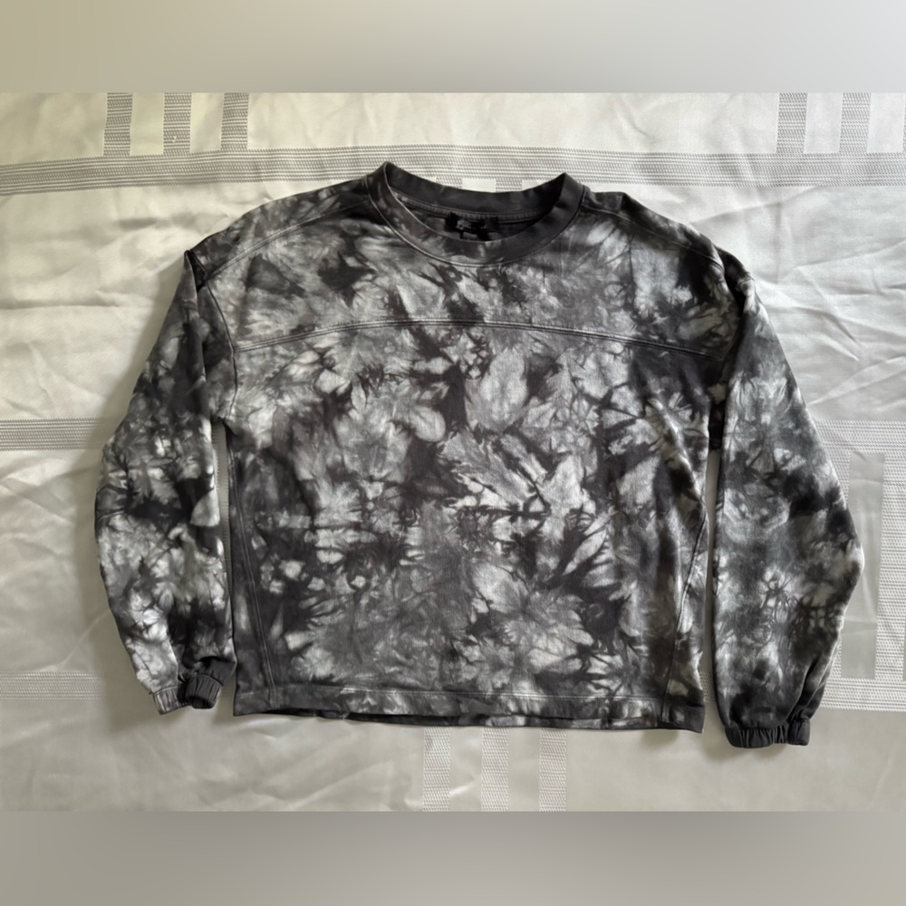 Banana Republic Black and White Tie-Dye Crewneck Sweatshirt